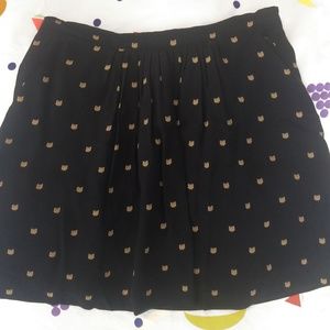 French Des Petits Hauts Cat Silk Skirt w/ Pockets